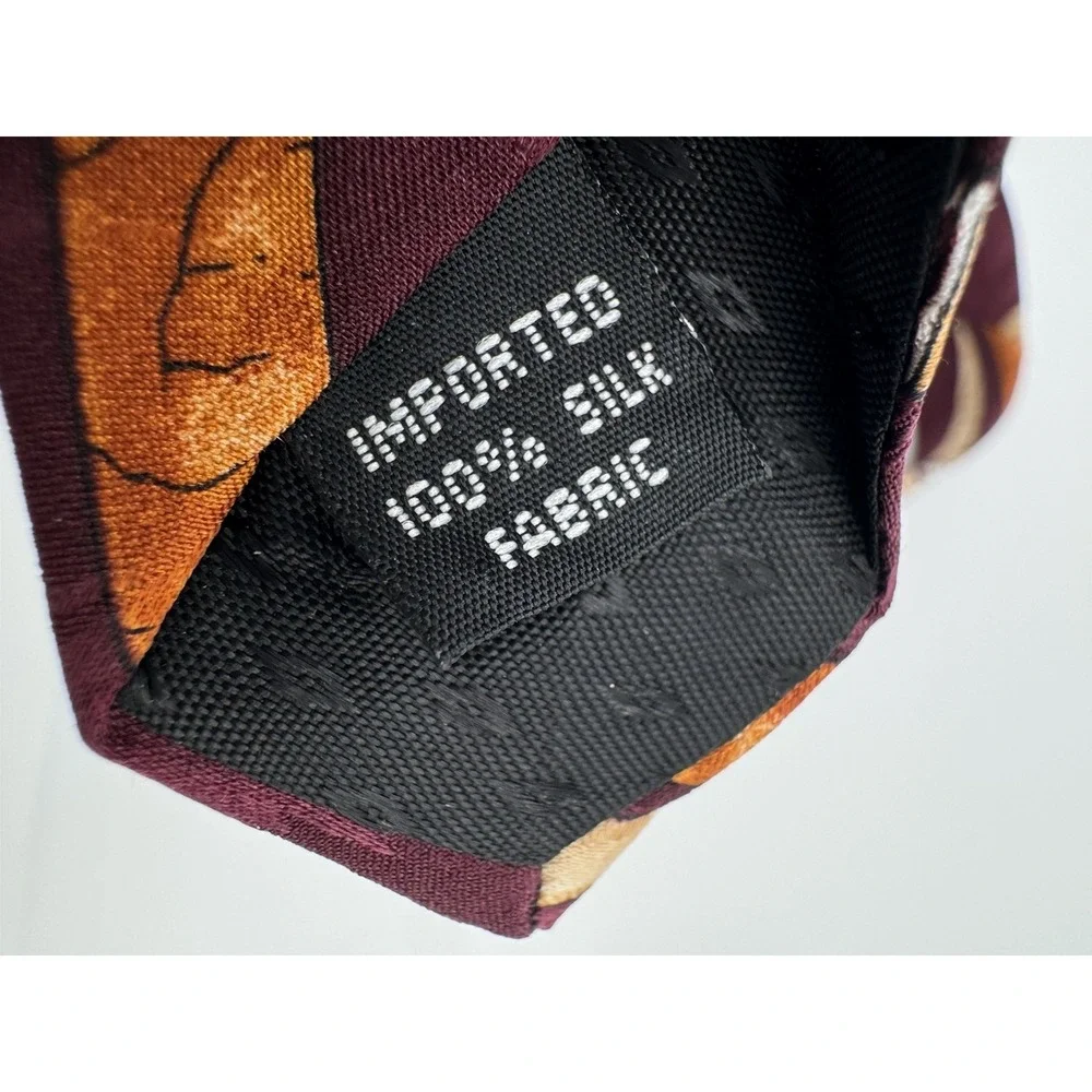 Stafford Silk Tie Burgundy Cigars & Lighter Novelty Necktie‎ Mens Classic